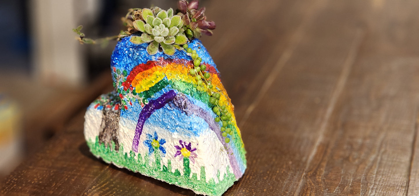 8" Heart Rock Planter