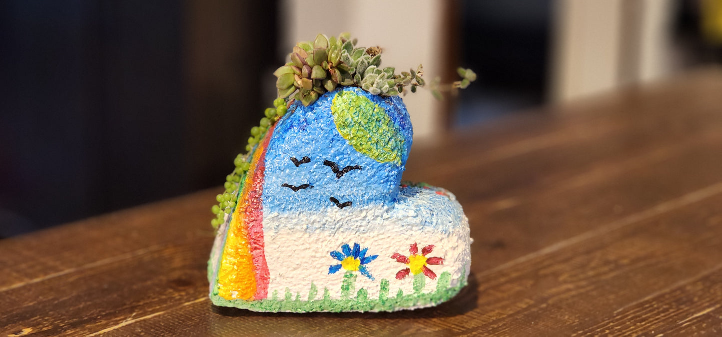 8" Heart Rock Planter
