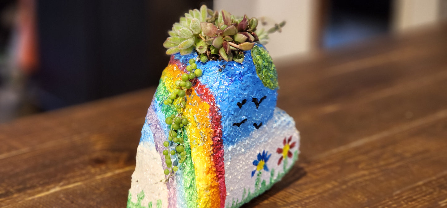 8" Heart Rock Planter