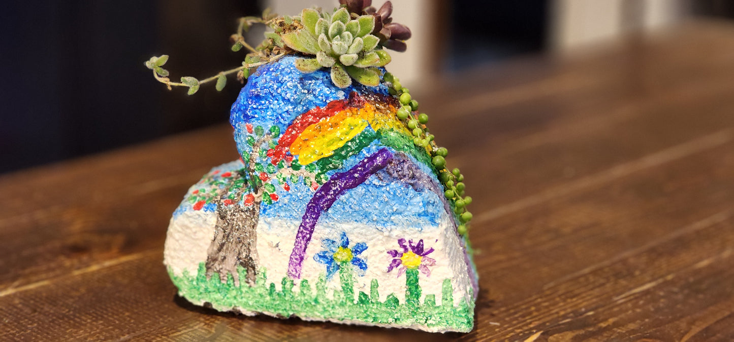 8" Heart Rock Planter