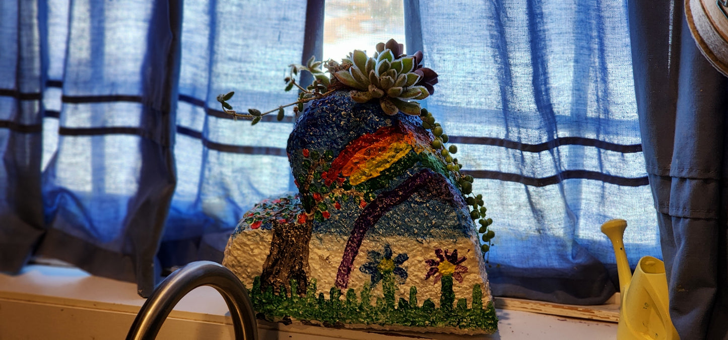 8" Heart Rock Planter