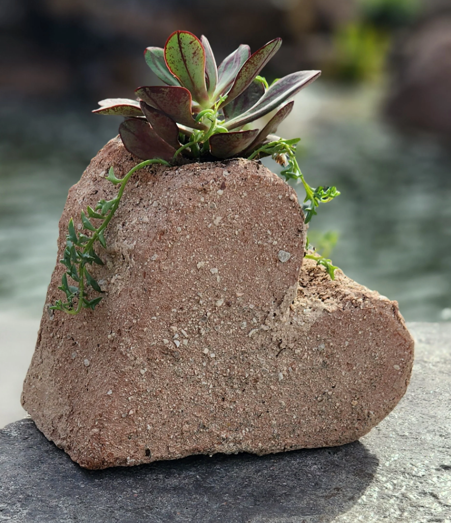 8" Heart Rock Planter